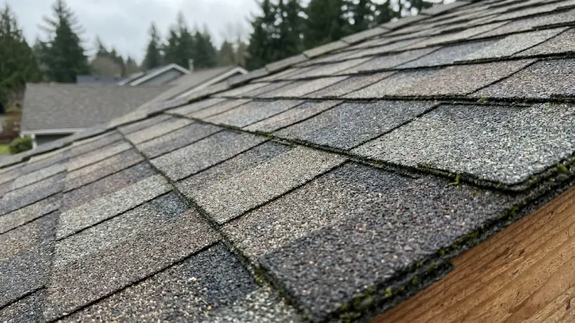 Close up of high quality architectural roofing shingles.